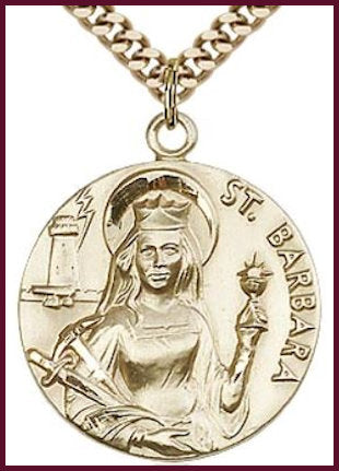 St Barbara Medal, 14kt Gold Filled, 7/8", Your Choice of Chain, # 7841