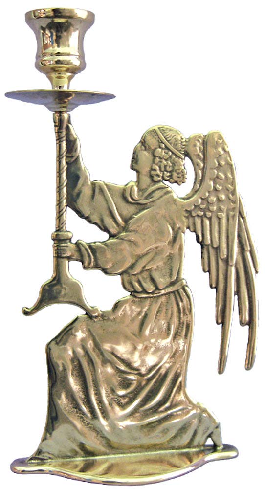 Angel candle holder in brass, 9.75". MADE IN ITALY, # 21973