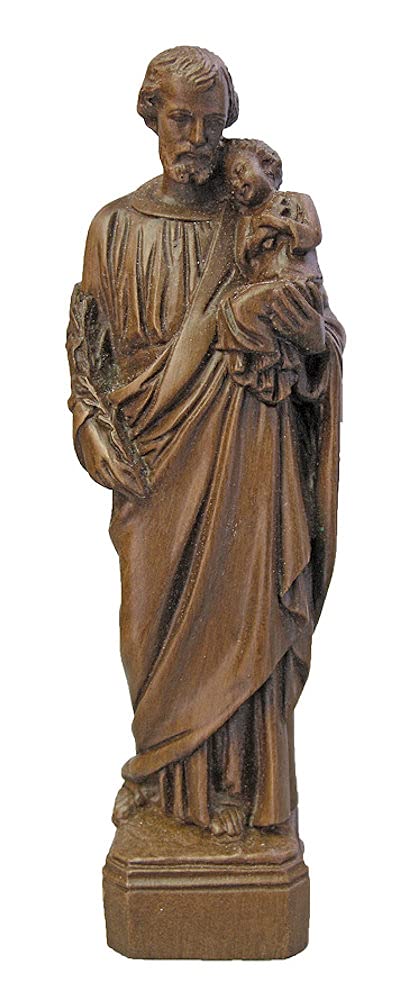 St. Joseph & Child Statue, Brown Alabaster, 6.75", Made in Italy., 96304