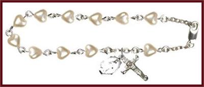 6mm Faux Pearl Bead Rosary Bracelet, # 7933