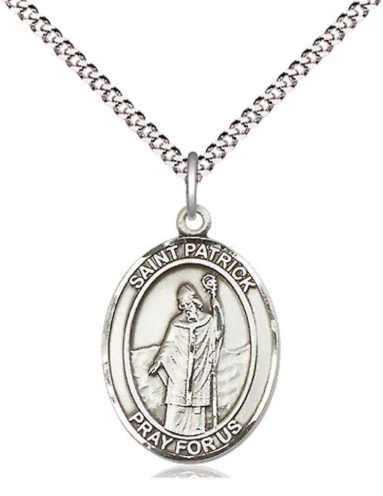 St. Patrick Medal in Fine Pewter, 3/4" tall, Your Choice of Chain # 17179