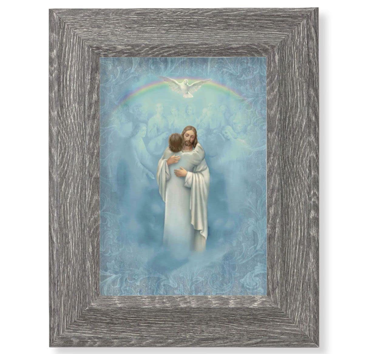 Welcome Home Print on Wood, 7-1/2"x9-1/2 Dark Gray Weathered Frame, Italian # 28040