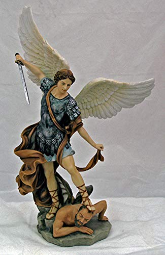 Saint Michael Hand Painted Resin Statue, Brown Cloak, 14.5", 63691