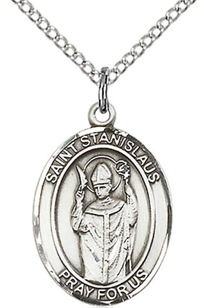 St. Stanislaus Medal in Fine Pewter, 3/4" tall, Your Choice of Chain # 17238