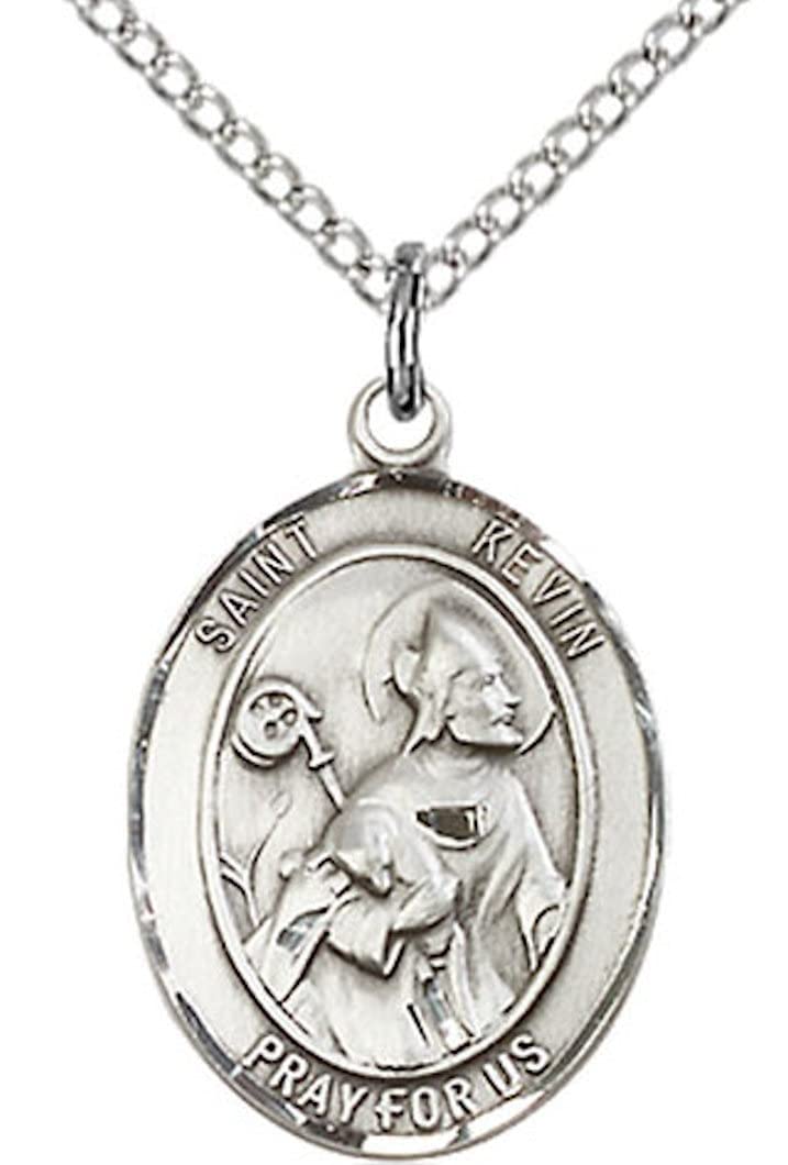 St. Kevin Medal in Fine Pewter, 3/4" tall, Your Choice of Chain # 17119