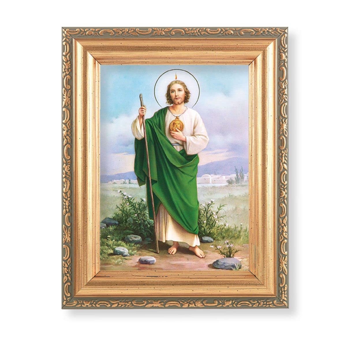 Antique Gold Frame, 5.75"x7.25" overall, Under Glass, St. Jude, # 59609