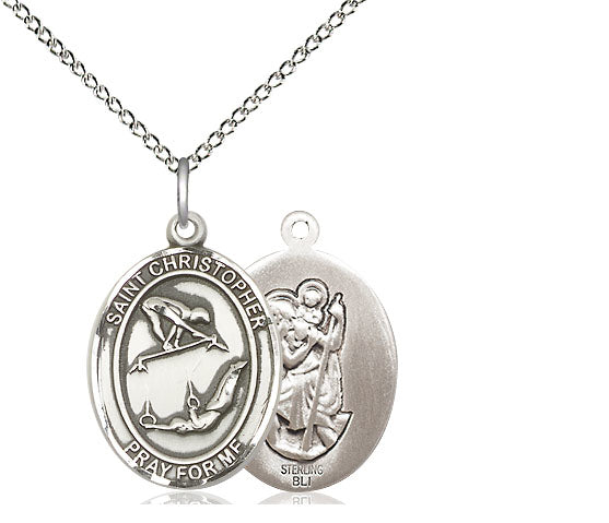 Gymnastics / St. Christopher Medal, Sterling Silver, 3/4", Your Choice of Chain, # 8022