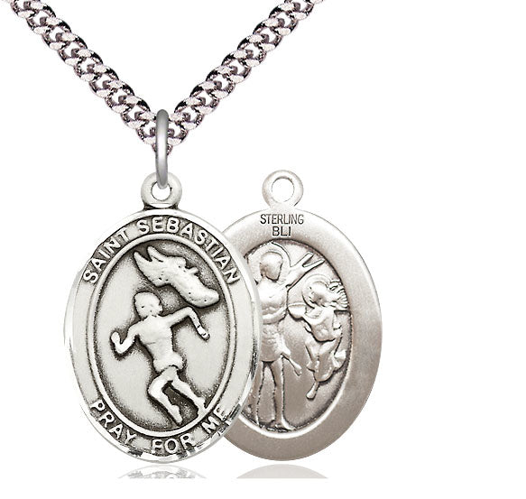 Women's Track & Field / St. Sebastian Medal, Sterling Silver, 3/4", Your Choice of Chain, # 8070