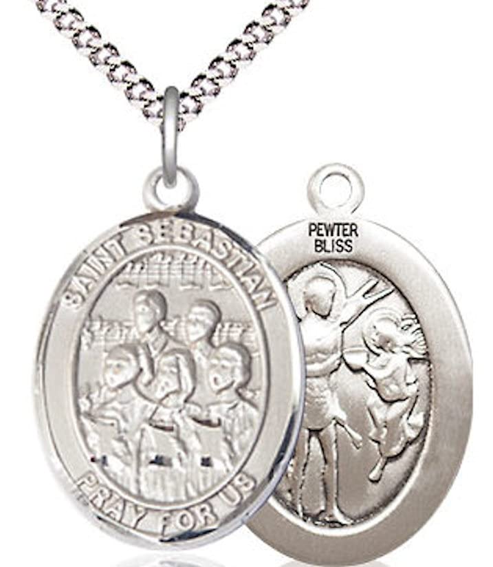 Choir / St. Sebastian Medal in Fine Pewter, 3/4", Your Choice of Chain # 17533