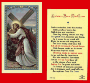 Splinters From The Cross: Laminated Holy Card, # 99749