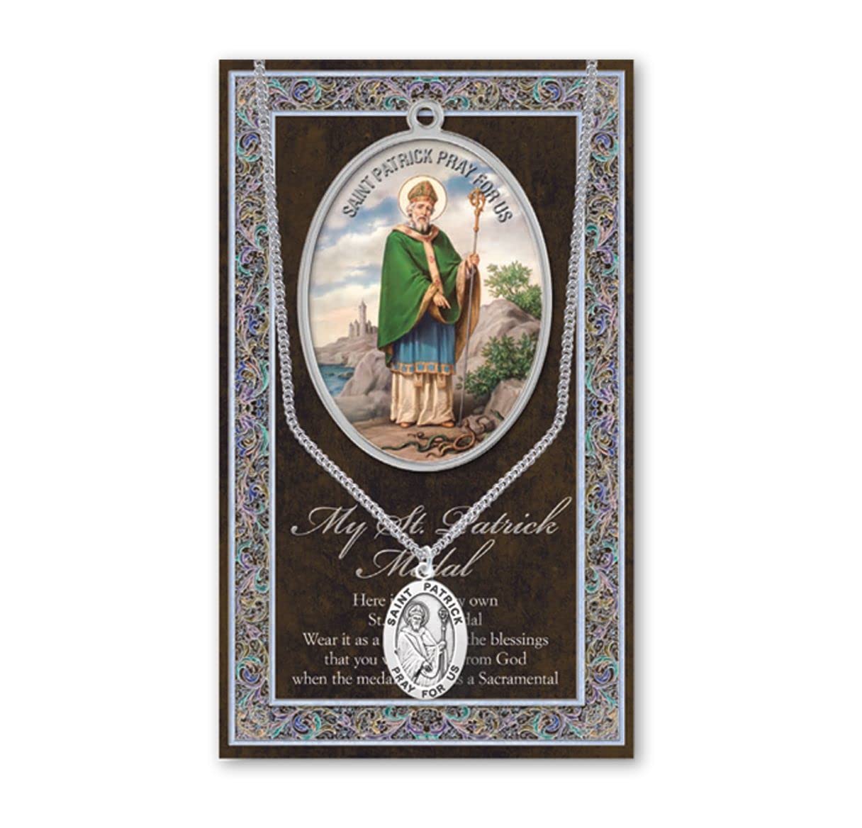 St. Patrick Biography and Folding Picture Card with a Medal & Chain # 29144