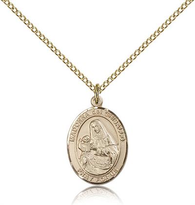 Our Lady of Ghisallo Medal, 14kt Gold Filled, 3/4"x9/16", Your Choice of Chain, # 99074
