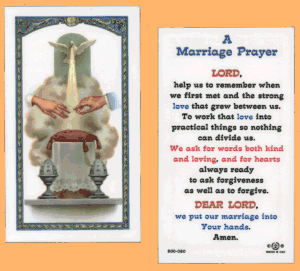 Marriage Prayer: Laminated Holy Card, # 99976