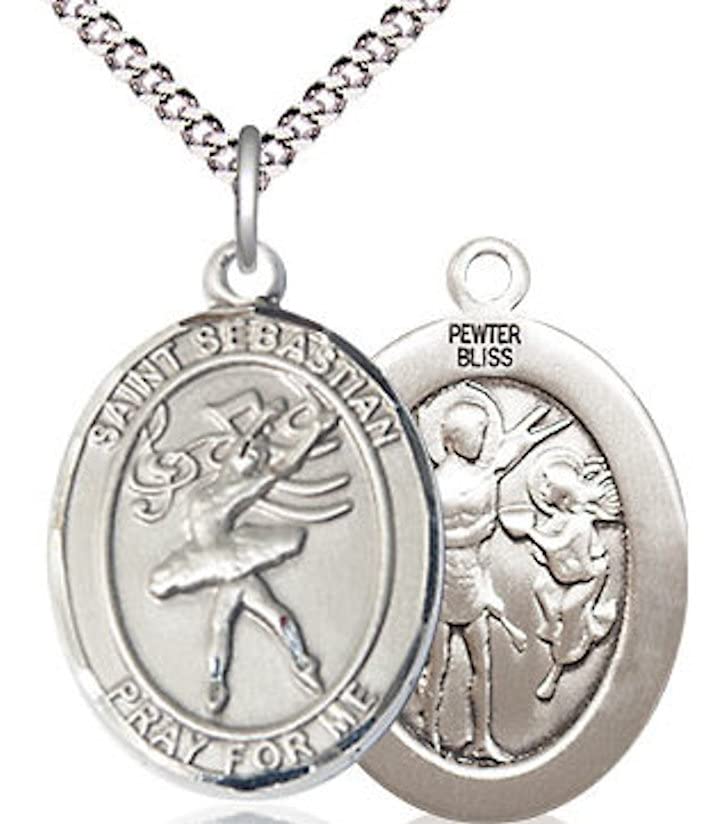 Dance / St. Sebastian Medal in Fine Pewter, 3/4", Your Choice of Chain # 17534