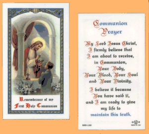 Boy's Communion Prayer: Laminated Holy Card, # 99961