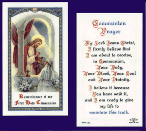 Girl's Communion Prayer: Laminated Holy Card, # 99962