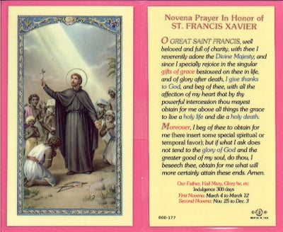 Francis Xavier Laminated Holy Card, # 99863