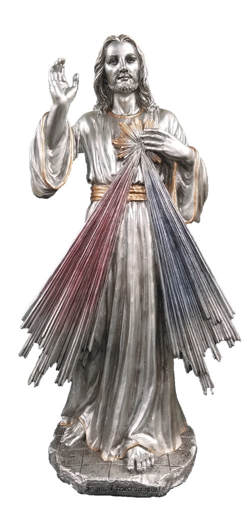 Divine Mercy Pewter Finish Resin Statue 12", 8278