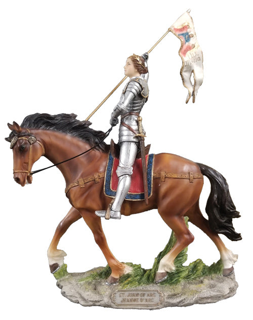 10" x 14" St. Joan of Arc Statue, Hand Painted Resin, # 8280