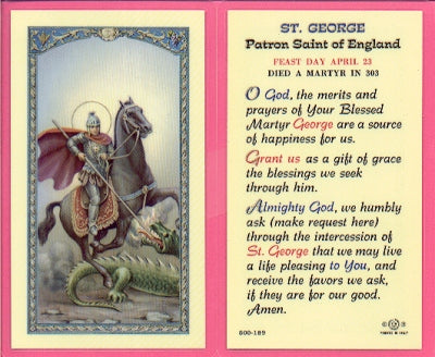 St. George Laminated Holy Card, # 99864