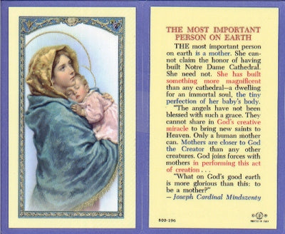 Mother's Prayer Laminated Holy Card, 25-Pack, # 59063