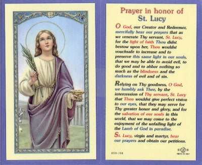 St Lucy Laminated Holy Cards, 25-Count Pack, # 99880