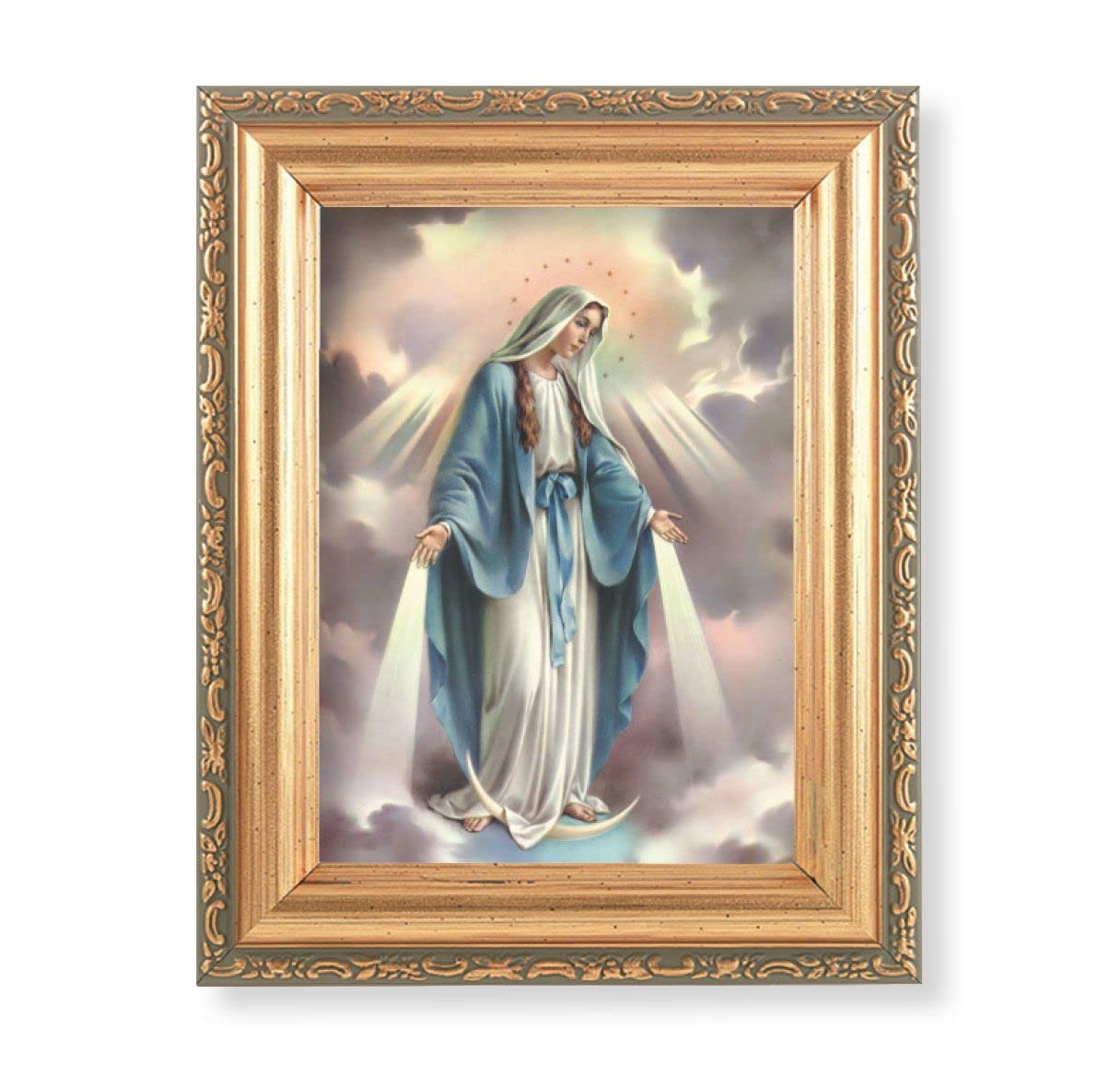Antique Gold Frame, 5.75"x7.25" overall, Under Glass, Our Lady of Grace, # 59607