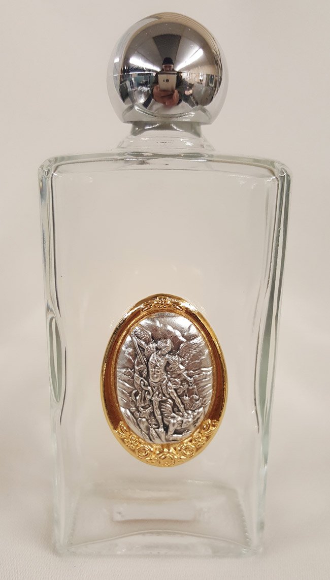 St. Michael Glass Holy Water Bottle, 8oz, 5", 3-Count Value Pack, # 65348