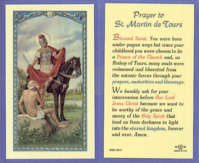 St Martin De Tours Laminated Holy Card, # 99889