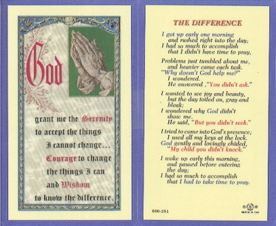 The Difference Laminated Holy Card, 25-Pack, # 59014