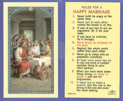 Happy Marriage Laminated Holy Card, # 59004