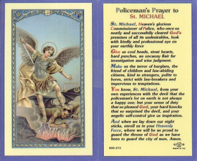 St Michael Police Laminated Holy Card, 25-Pack, # 99821