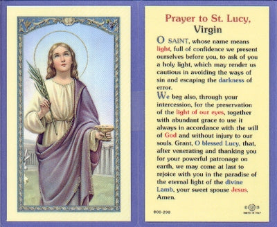 St Lucy Laminated Holy Card, # 99881