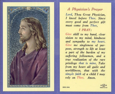 Physician's Prayer Laminated Holy Card, # 59047