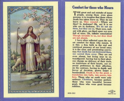 Comfort For Mourners Laminated Holy Card, # 59039