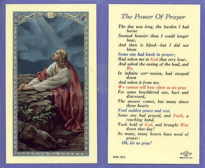 Power Of Prayer Laminated Holy Card, # 99982