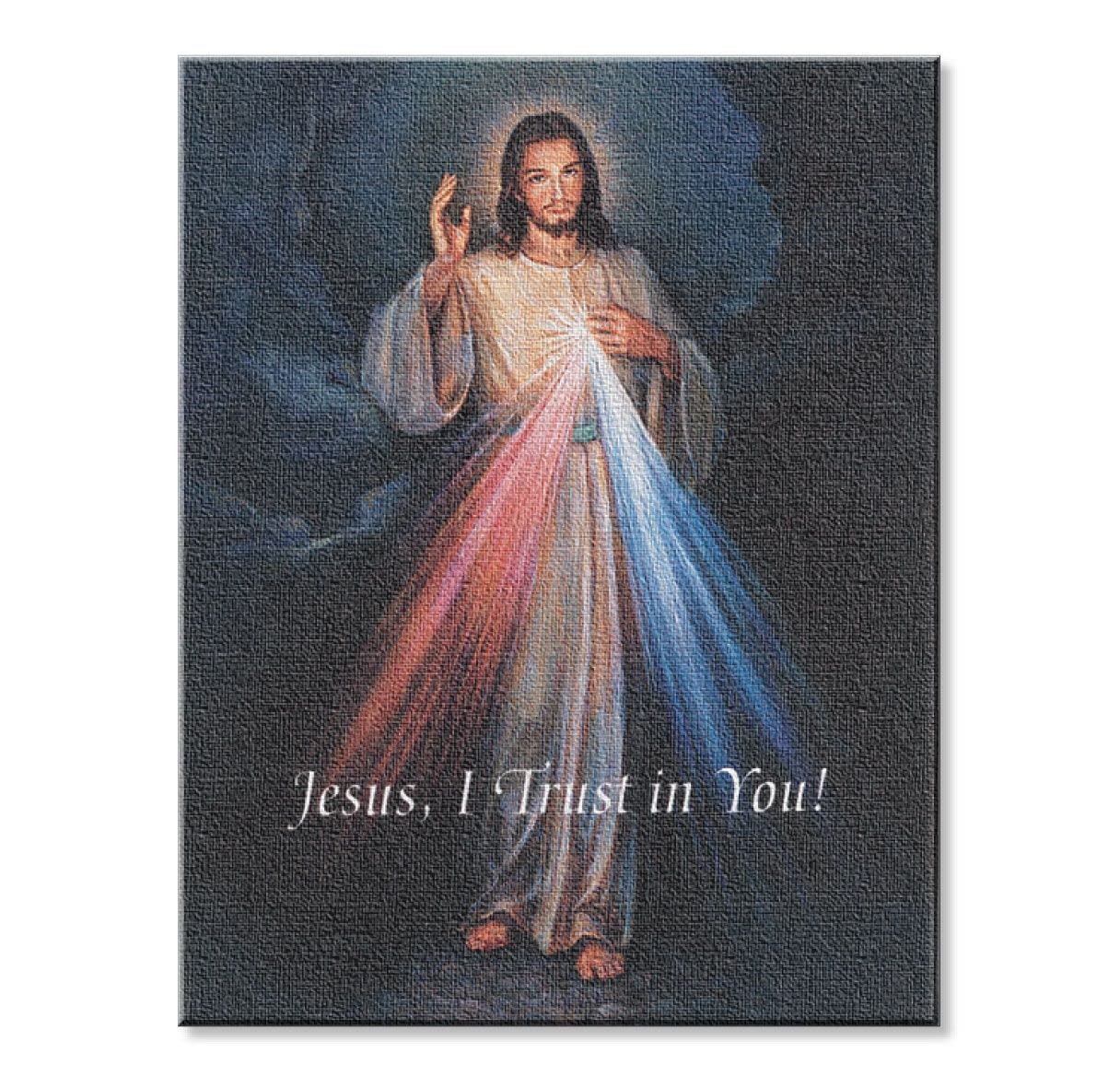 Divine Mercy Print on Stretched Canvas, Mounted on 8"x10" Frame, Made in Italy # 28534