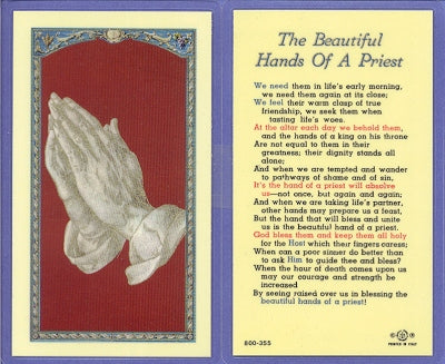 Beautiful Hand Of a Priest Laminated Holy Card, 25-Pack, # 99980