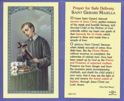 St. Gerard Safe Delivery Laminated Holy Card, # 99925