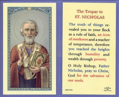 The Tropar To St. Nicholas, Laminated Holy Card, # 59084