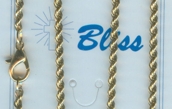 20" French Rope Chain, 2.45mm wide, Light Gold Plated, # 8661-sale