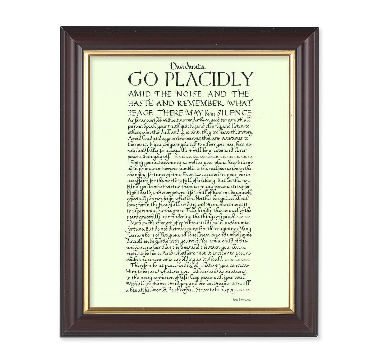 Go Placidly Desiderata, 10"x12", Classic Fluted Walnut Finished Frame, Italian Print Under Glass # 26371