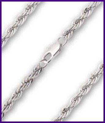 30" Heavy French Rope Chain, 4mm wide, Heavy Rhodium Plate, # 8780