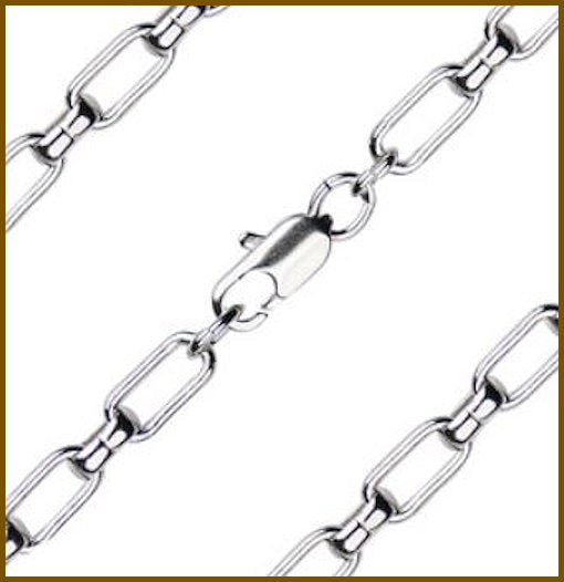 18" Heavy Oval Cable Chain, 4.15mm wide, Heavy Rhodium Plate, # 8839