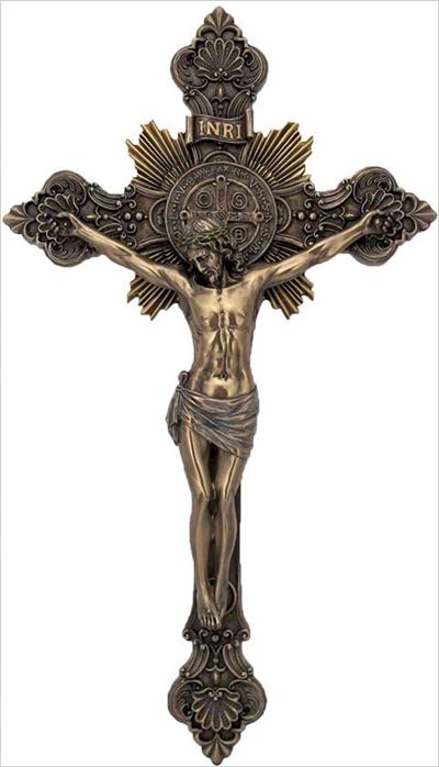 7.75" Ornate St. Benedict Crucifix, Cold Cast Bronze, # 88812