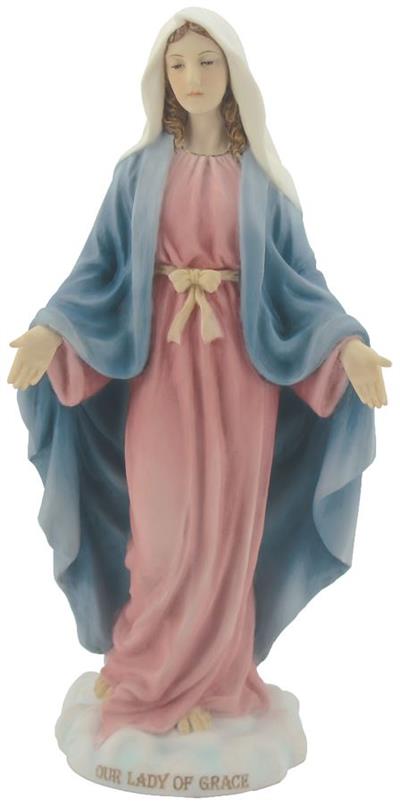 10" Our Lady of Grace Statue, Full Color Resin, # 88813