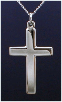 1-1/8" Plain Cross, Sterling Silver, Your Choice of Chain, # 889