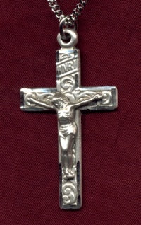 1-1/4" Sterling Silver Crucifix, Your Choice of Chain, # 8903
