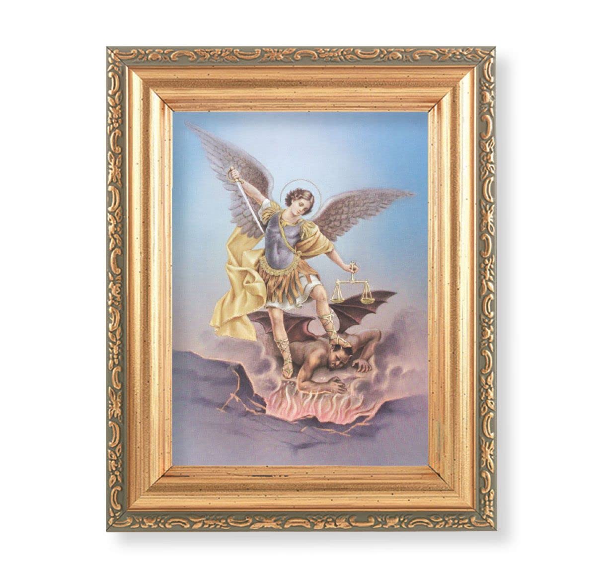 Antique Gold Frame, 5.75"x7.25" overall, Under Glass, St. Michael, # 59610