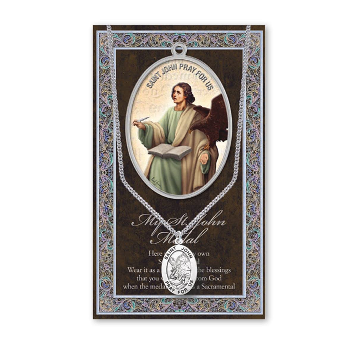 15/16" Pewter Medal with Folding Prayer Card, St. John the Apostle, # 93137